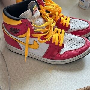 Nike High-Top Sneakers in White, Red & Yellow